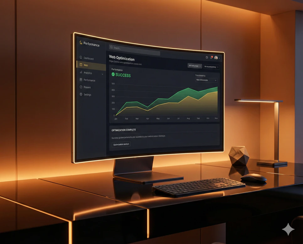 웹사이트 로딩 속도 개선을 위해 이미지를 최적화하는 과정을 보여주는 프리미엄 비즈니스 컨셉